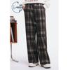 ZIHAN Women's Retro Coffee Plaid Wide-Leg Pants