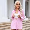 EastRogue Women's Fashion Casual Spring Fall Solid Color Print Long Sleeve POLO-Neck Blouses & Shirts