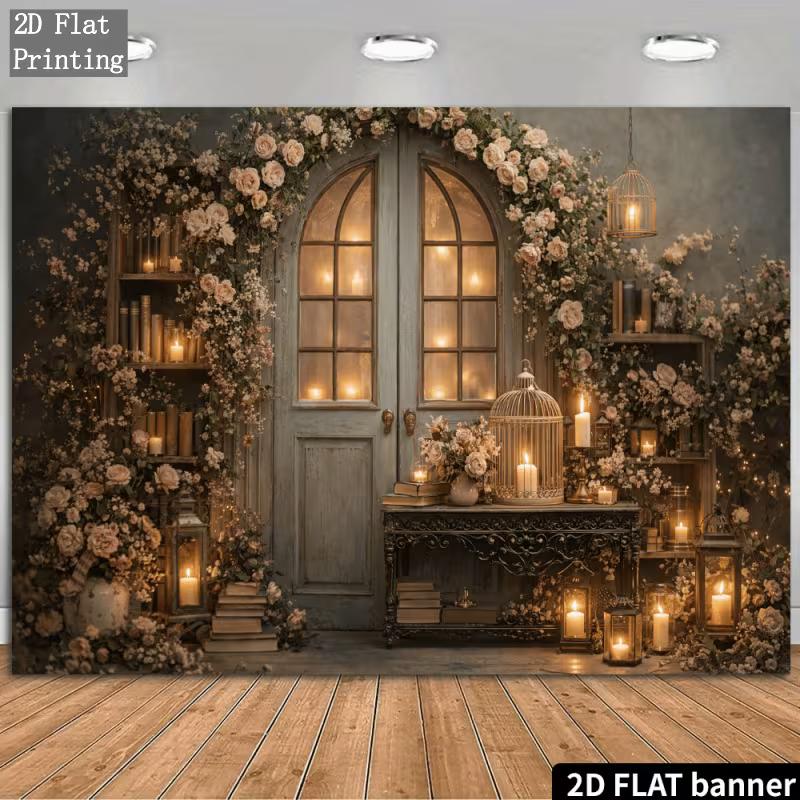 

2D Enchanted Floral Door 2D Flat Backdrop for Bridal and Birthday 47.2x31.5inch/120*80cm