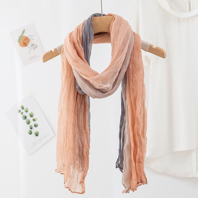 Gradient Cotton Hemp Scarf Desert-Style Vintage Wrinkle Scarf Fashion Winter Warm Casual Scarf Shawl