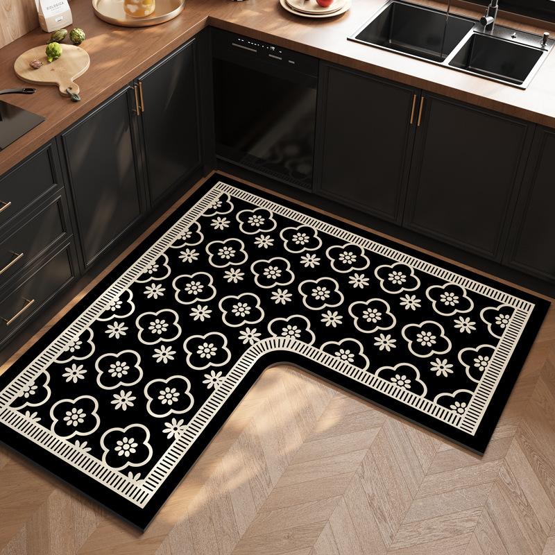 French L-Shaped Kitchen Floor Mat, Wear-Resistant, Scratch-Resistant And Non-Slip Mat, Water-Absorbing And Oil-Absorbing Quick-Drying Foot Mat, House