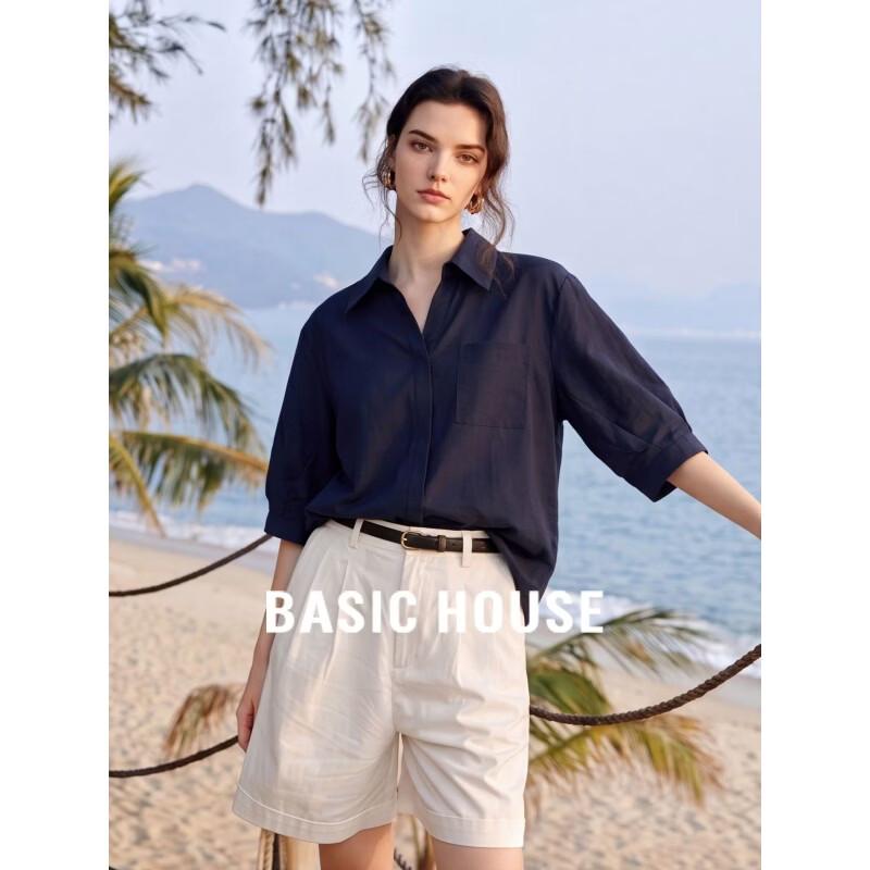 Basic House Women s Navy Blue Short Sleeve Polo Shirt M