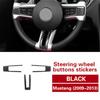 For Ford Mustang 09-13 Carbon Fiber Steering Wheel Decor Trim Sticker Black