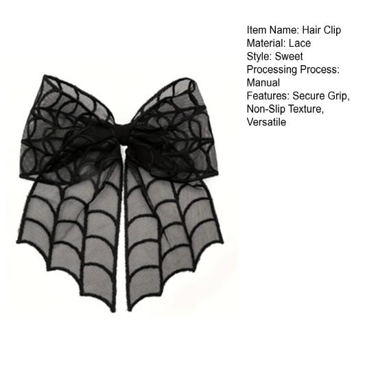 Women Hair Clip Strong Grip Non-Slip Design Punk Style Bats Spider Webs Pattern Hair Pin Halloween Hair Accessories