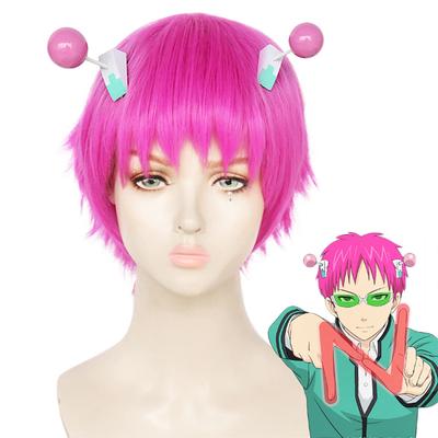 Ahwighair Saiki K. Cosplay Wig with Hair Accessories, Heat-Resistant, Short Wig for School Festivals, Cultural Festivals, and Costumes