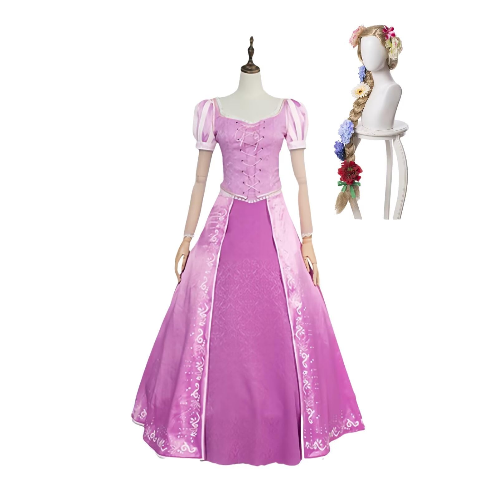 

[DOKITOKI] Rapunzel Long-Haired Princess Cosplay Costume, One-Piece Cosplay Costume, Size M