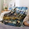 Village Print Flannel Blanket, High Quality Comfortable for All Seasons, Home Decor, Warmth and Comfort, Perfect for Christmas Gifts
