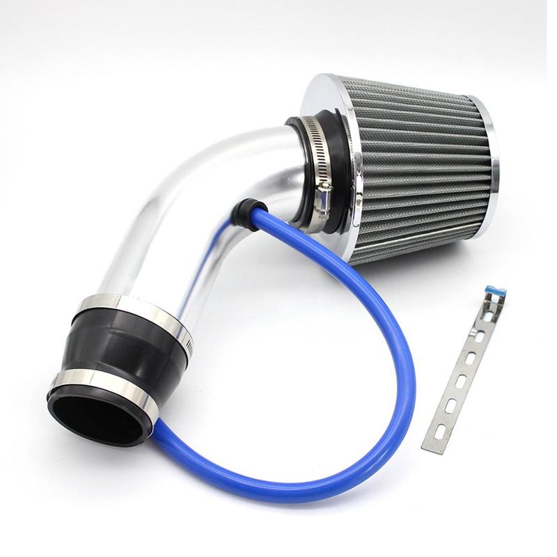 76mm Universal Car Cold Air Intake Kit with High Flow Cone Air Filter 3inch Aluminum Air Intake Pipe Automobile Rubber Hose Kit