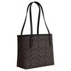 Coach Bolso Tote City 23 Classic Monogram con Logo Metálico Bolso de Compras Bolso de Hombro de Mano Mediano para Mujer Negro Nogal CU759-IMXAQ