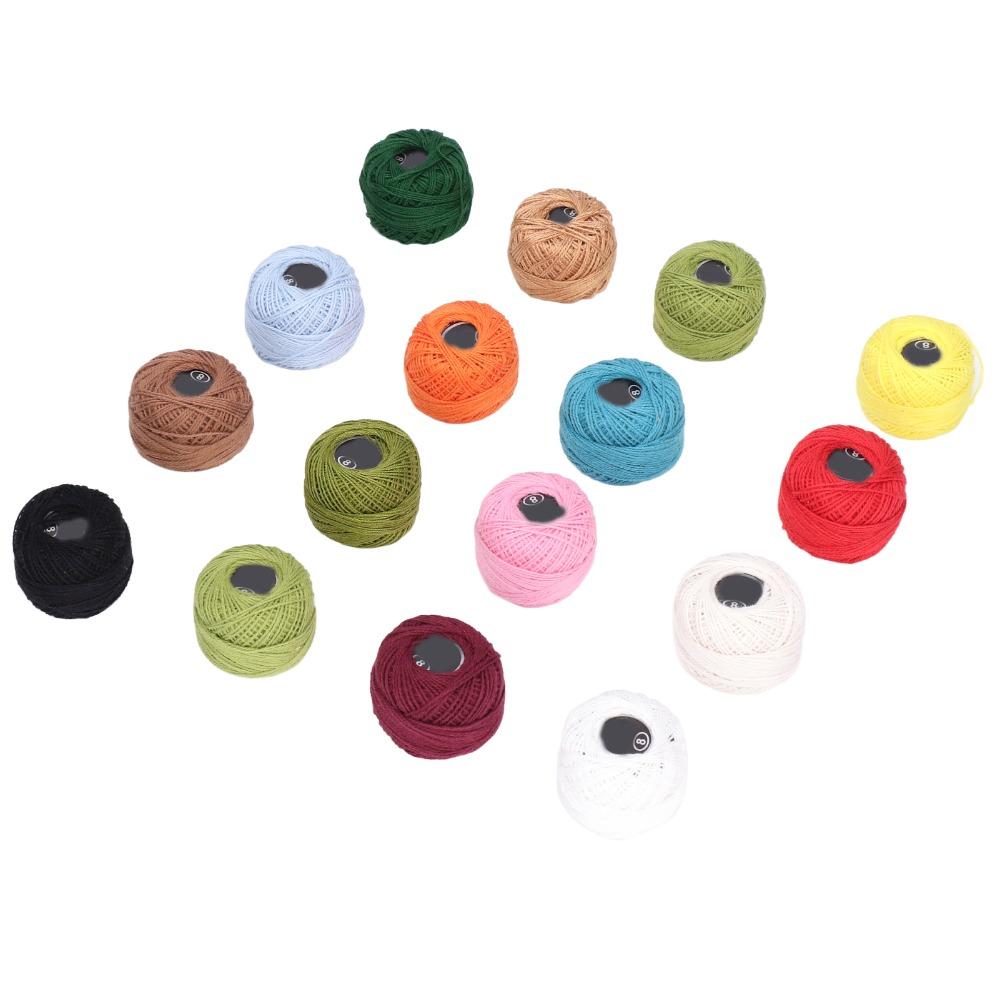 16pcs Natural Crochet Cotton Multi-Colors Jute Twine Rolls Durable Crochet Thread Present Wrapping