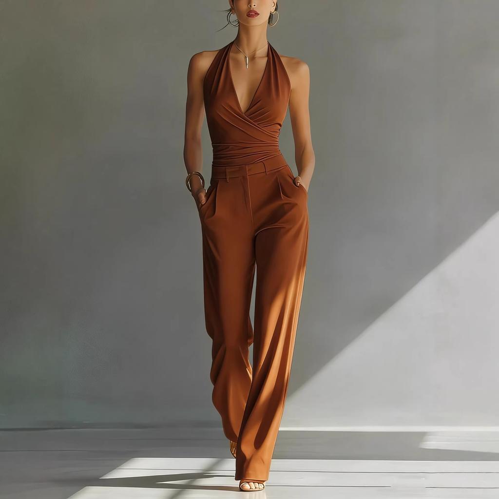 Pantaloni Monopezzo Casual alla Moda da Donna -colore