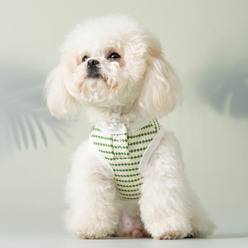 Spring and Summer Dog Fresh Striped Simple Vest Cat Bipod Medium and Small Dog Puppy Pet Teddy Clothes