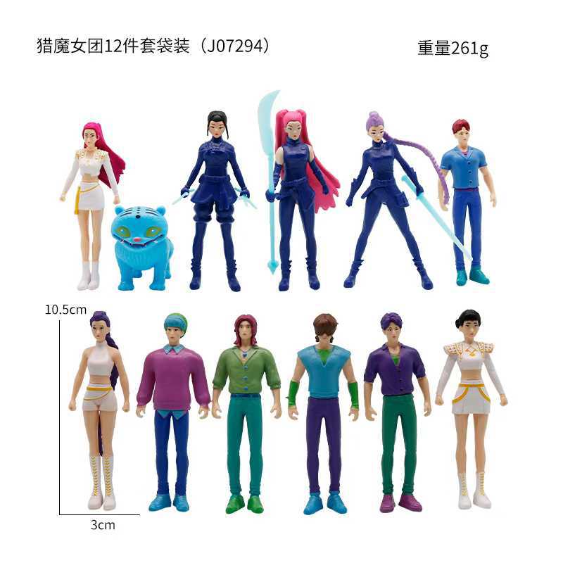 12pcs/Set Kpop Demon Hunters Action Figure Toy Derpys Tiger Rumi Mira Zoey Sussy Figurine Doll for Fans Gift