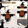 1Pcs 2D Halloween Trick-Or-Treat Wooden Sign Monster Face Pumpkin Design Rope Hanger Porch Wall Or Halloween Garden Party Decora
