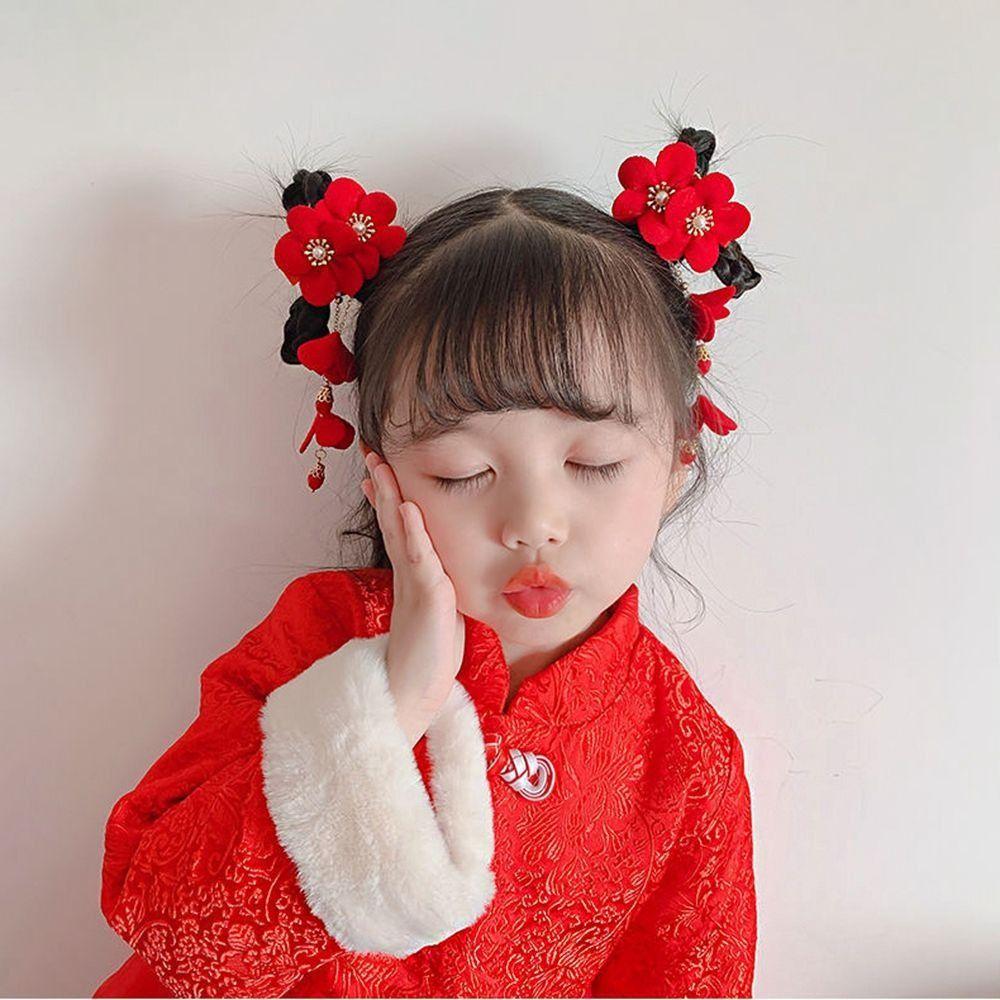 Flower Children Bow Wig Hairpin Tassels Hanfu Hair Sticks All-match Ancient Style Hairpin Baby