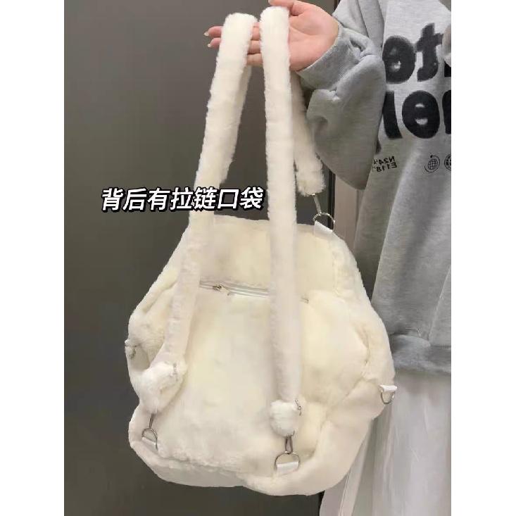 Cute Cat Paw Backpack New Plush Backpack Soft Girl School Bag Large Capacity Crossbody Bag