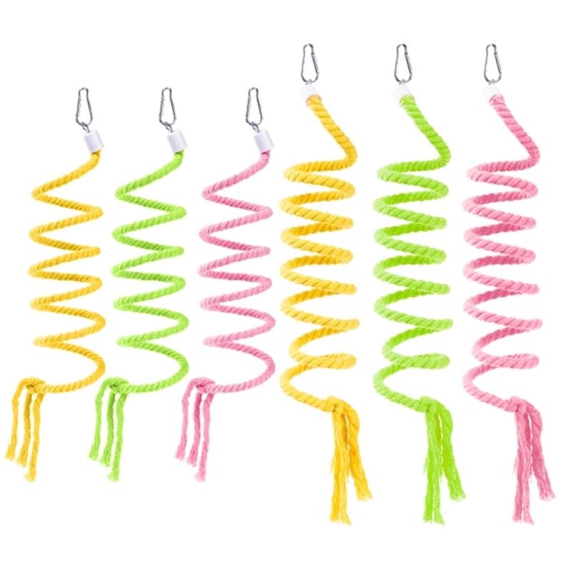 Lovebird Parrots Cage Spiral Bridge Swing Climbing Cotton Training Ladder Toy for Bird Pet Supplies