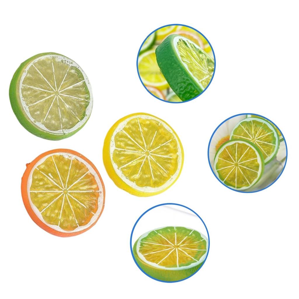 12-Piece Artificial Lemon Slices, Realistic Plastic Lemon Slices for DIY Photography, Mini Simulation Lemon Slices, Fake Fruit Model for Party,
