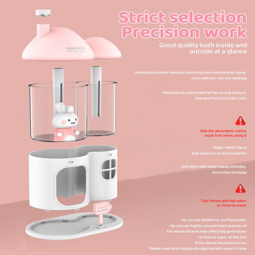 Cartoon Luftbefeuchter USB 300ml Leise Tragbarer Aroma Diffusor Ätherische Öl Lampe mit 7 Farben Umgebungs-Nachtlicht Festivalgeschenke