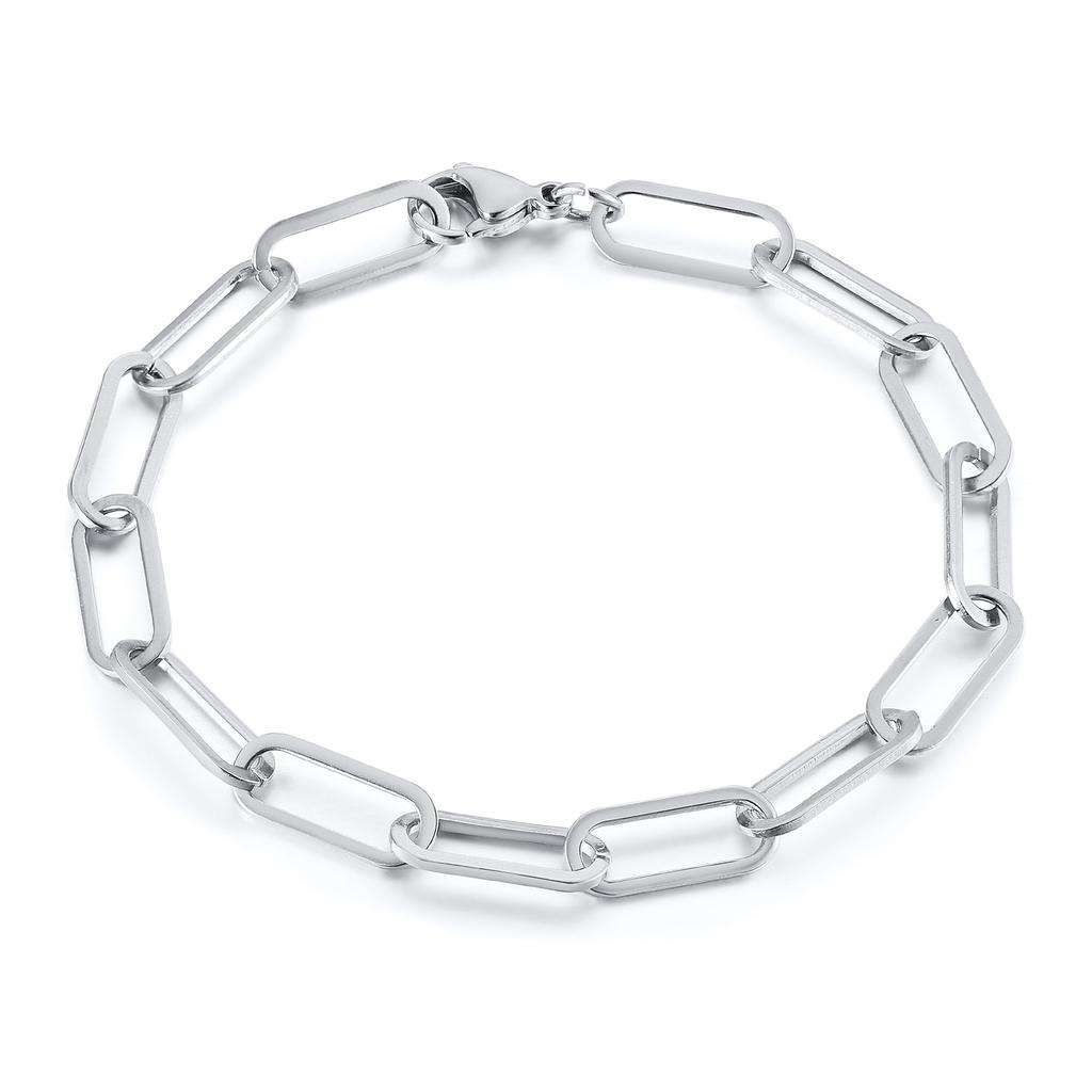 Paper Clip Link Bracelet, Chunky Chain Bracelets, Stainless Steel Hera Chain Link Bracelet for Men Women Jewelry