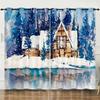 Curtains Winter Snow Scenery 3D Digital Printing Blackout Curtain Punching