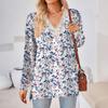 Womens Tops Loose V-neck Contrast Color Split Loose Long Sleeve T-shirt Women's Tops
