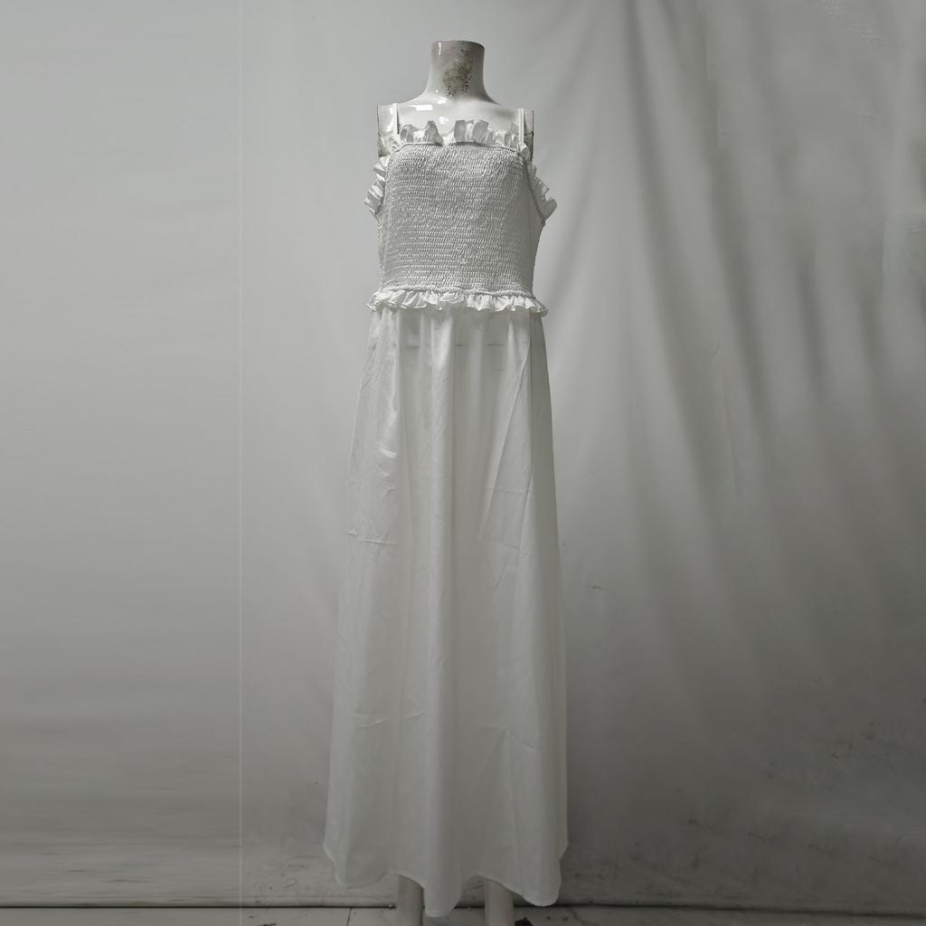 Rochie Maxi de Vară pentru Femei, Rochie de Plajă cu Volane, din Bumbac, cu Bretele