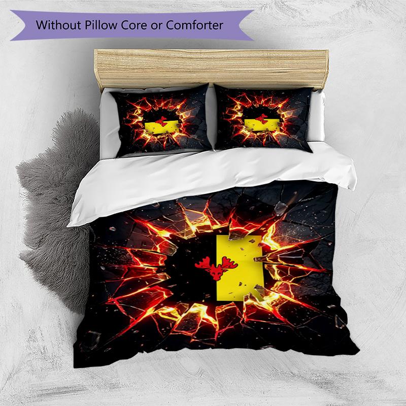Watford Football Printed 3 Pieces Bedding Set, Comfortable Skin Friendly Bedroom Duvet Cover Set