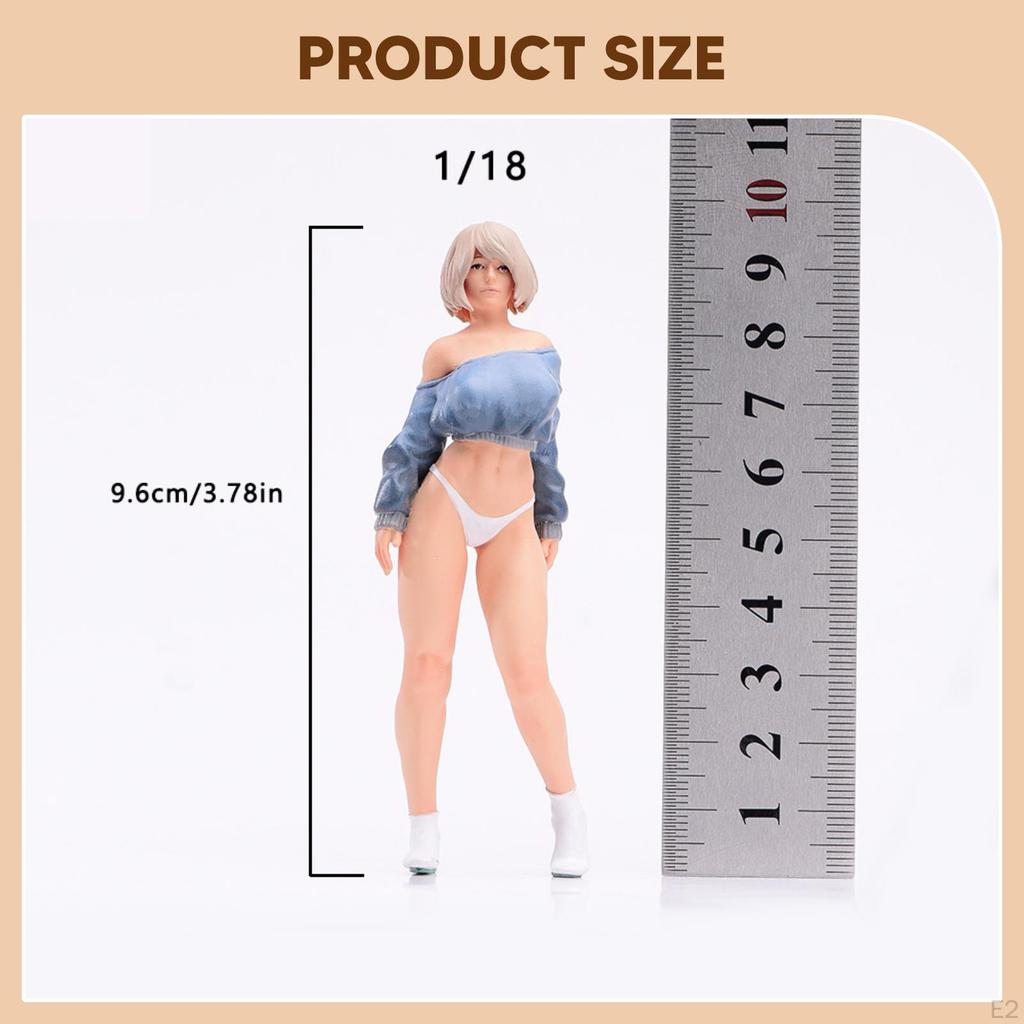 1/18 Scale Girl Miniature Figure Diorama Painted Layout Prop Micro Landscape Decor People