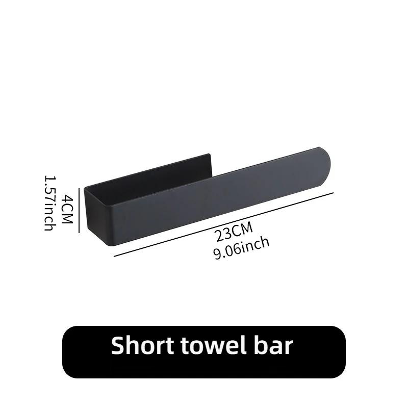 Bathroom Shelf No Hole Towel Rack Simple Stainless Steel Towel Bar Self-stick Fixed Kitchen Towel Rack Space Saving Towel Rack