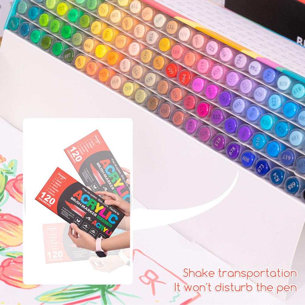12/24/48Colors Acrylic Paint Pens Markers Brush Tip Paint Markers For Rock Painting Wood Stone Christmas Gift DIY Crafts