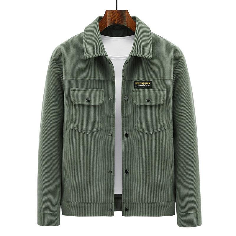 Mens Corduroy Jacket Casual Turn-Down Collar Outerwear Daily Wear