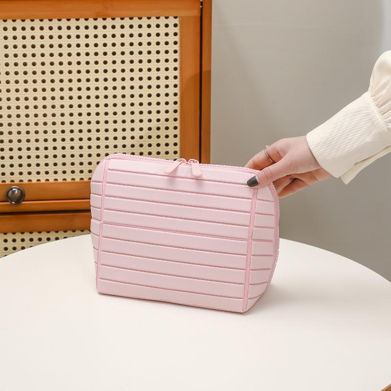 1pcs Striped PVC Storage Bag Large Capacity Outdoor Travel Toiletries Organizer Pouch Portable Travel Cosmetic Bag