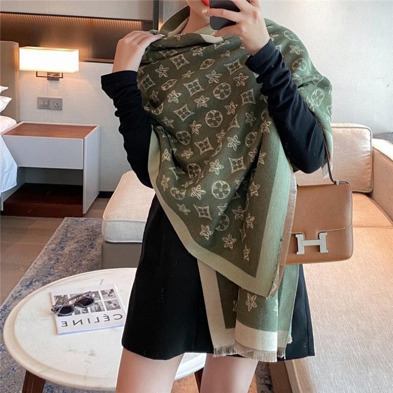 Lucky Clover Faux Cashmere Scarf Warm Winter Neckwear For Women
