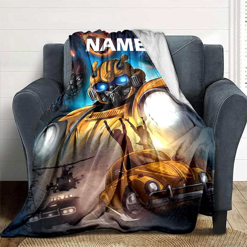 Customizable Bumblebee1 Throw Blanket – Personalized Name, All-Season Cozy Snug Blanket, Machine Washable, Personalized Blanket