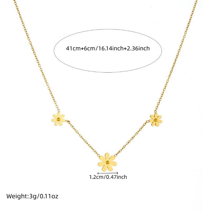 Gold Plated Daisy Flower Charm Necklace, Dainty Adjustable Cable Chain for Women, Cute Minimalist Daily Jewelry