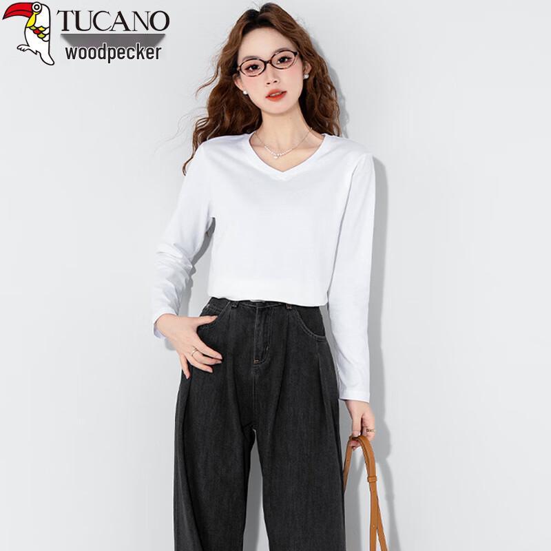 Woodpecker Women's V-Neck Long Sleeve Cotton Base Layer Top