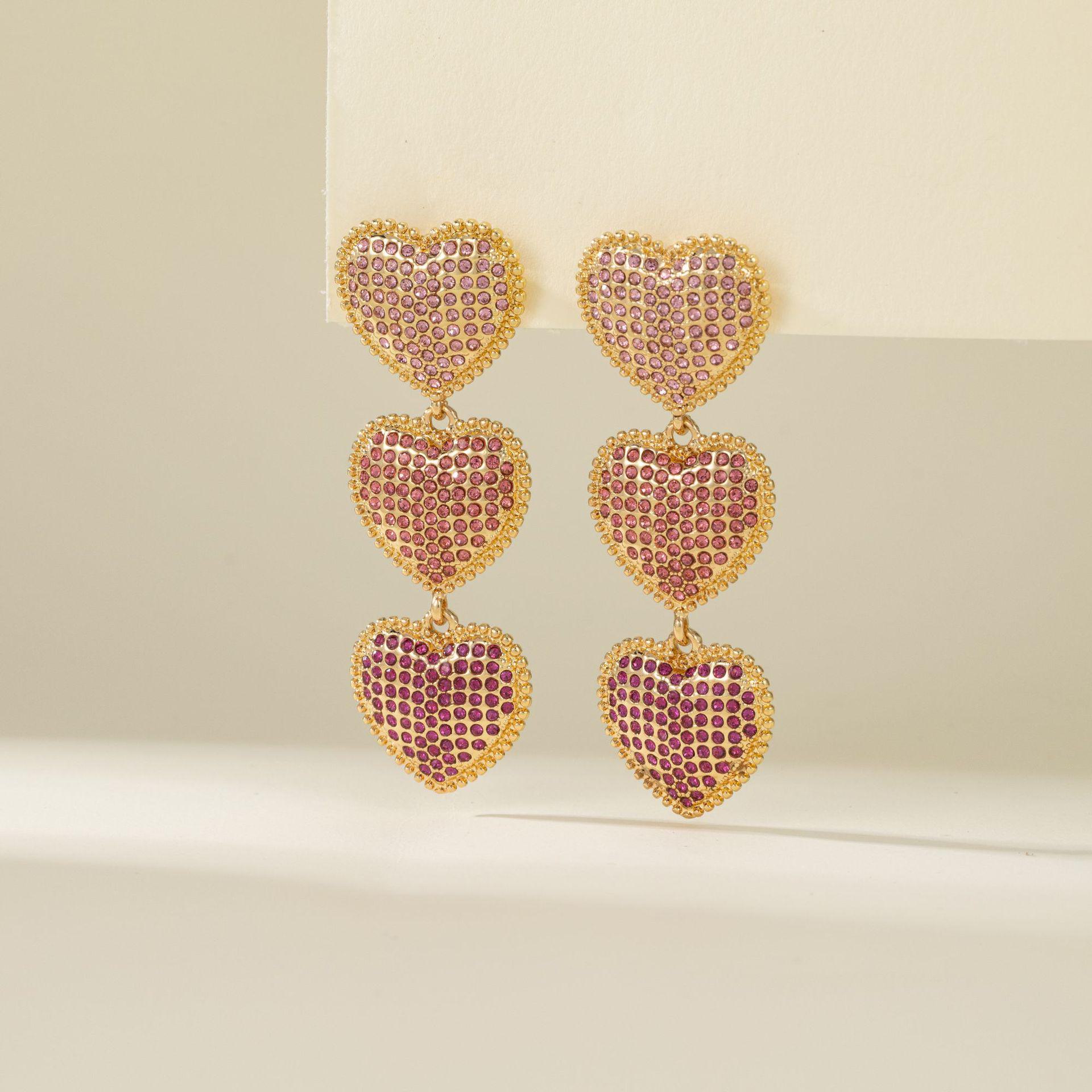 

Серьги Cross-Border Pink Gradient Heart Diamond - Элегантный модный аксессуар для вечеринок HE01546 розовый