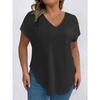 BITCED Women's Fashion Casual Solid Color Print Short Sleeve V Neck Blouses & Shirts