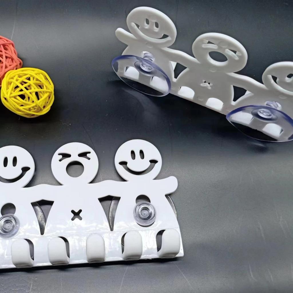 Suction Cup Cartoon Toothbrush Holder Cute Smiley Toothbrush Holder Plastic Small Character Toothbrush Hanging Toothbrush Holder