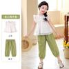 Girls' Summer Set: Xiaofei Sleeve Top + Cool Breathable Carrot Pants