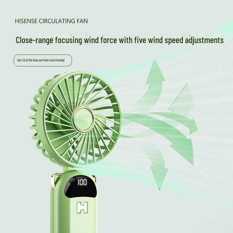 Ventilatore Portatile Pieghevole con Display Digitale 2025 - Silenzioso, Ricaricabile USB, per Uso su Scrivania, Portatile o da Collo