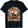 Sunset Cowgirl Riding Horse Wild Flowers - Wild Horses T-Shirt Unisex T-Shirt