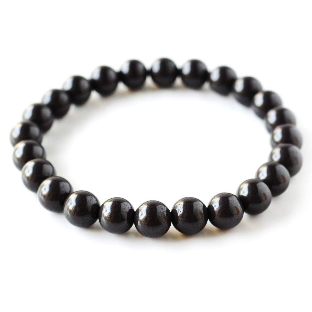 [GOLD STONE] Black Beitou Stone Bracelet, 8mm, from Taiwan, Negative Ion Measured, Radium Black Hokutolite, Inner Diameter: Approx. 16.5cm