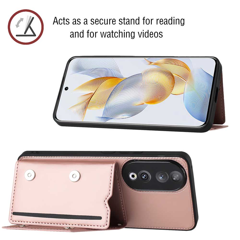 For Honor 90 Deksel Kortholder Støtteben Telefon Bakdeksel med Skulderstropp