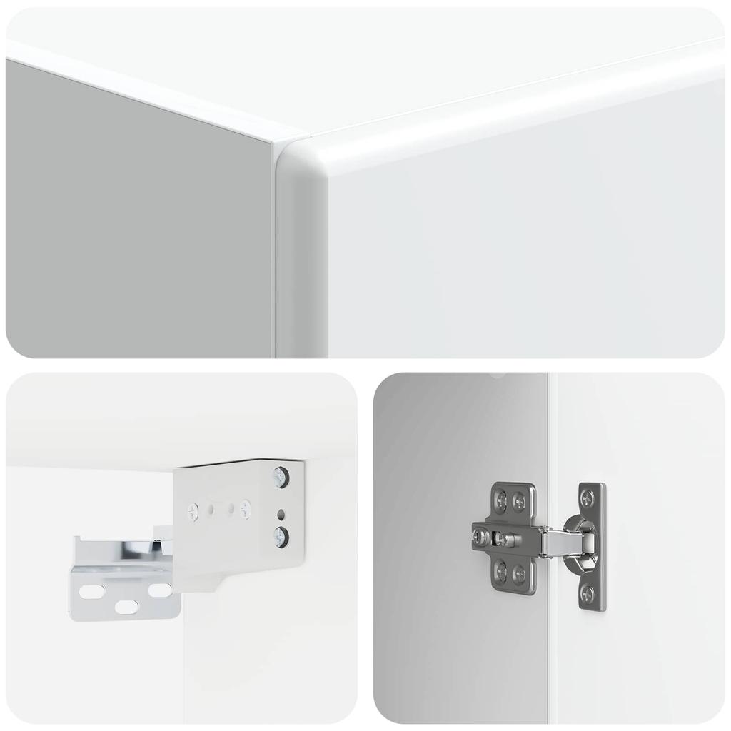 Cabinet Set 2 Pcs High Gloss White Wood Based Material