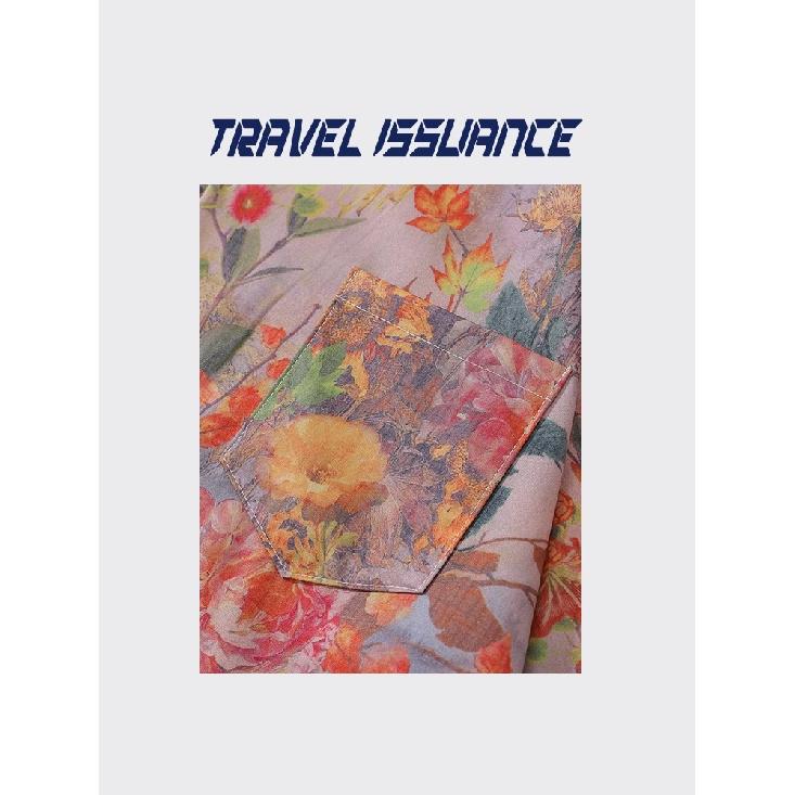 Retro Floral Short-Sleeved Shirt Men's Thailand Retro Hong Kong Style Hawaii Art Sense Loose BF Couple Shirt Casual