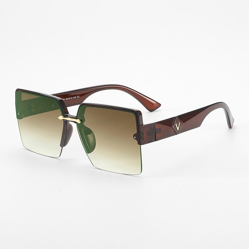 Luxury Semi Rimless Sunglasses For Women And Men Glamour V Brand Unisex Sun Glases Square Stylish Shades