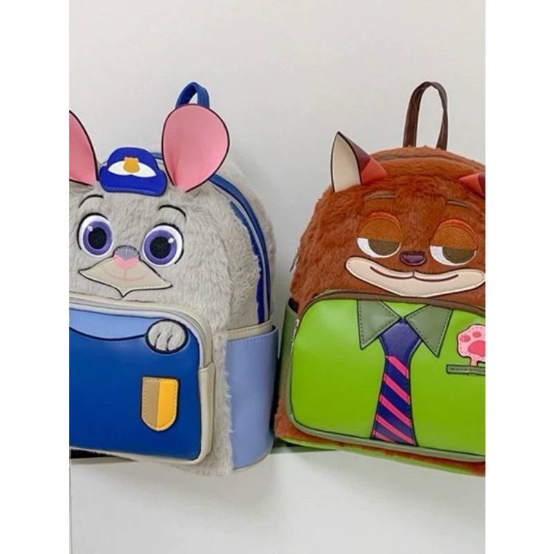 Zootopia Judy Hopps Nick Wilde Animal Character Pu Backpack With Storage Pocket For Casual Outings