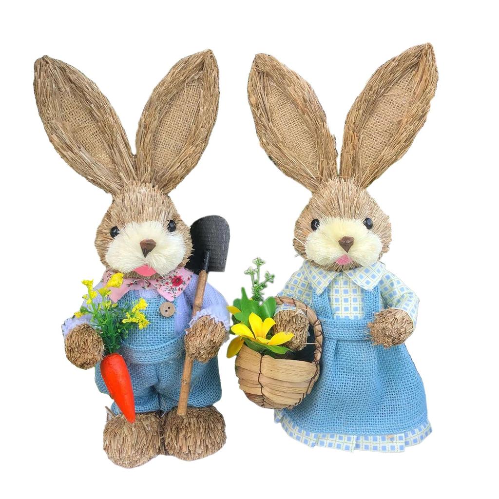 Osterhase Kaninchen Stroh Figuren Dekoration 35cm Ostern Stroh Ostern Kaninchen Hase Figurine Home Garten Hochzeit Ornament